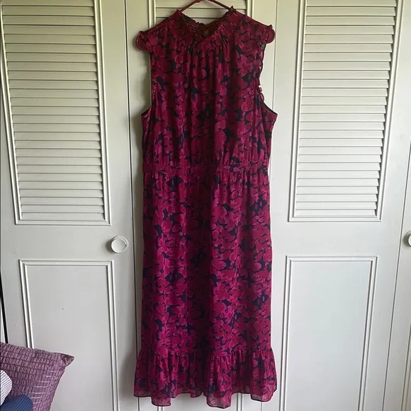 NWT! J. Crew Factory Navy & Pink Floral Dress, Sz 16 - Picture 1 of 6
